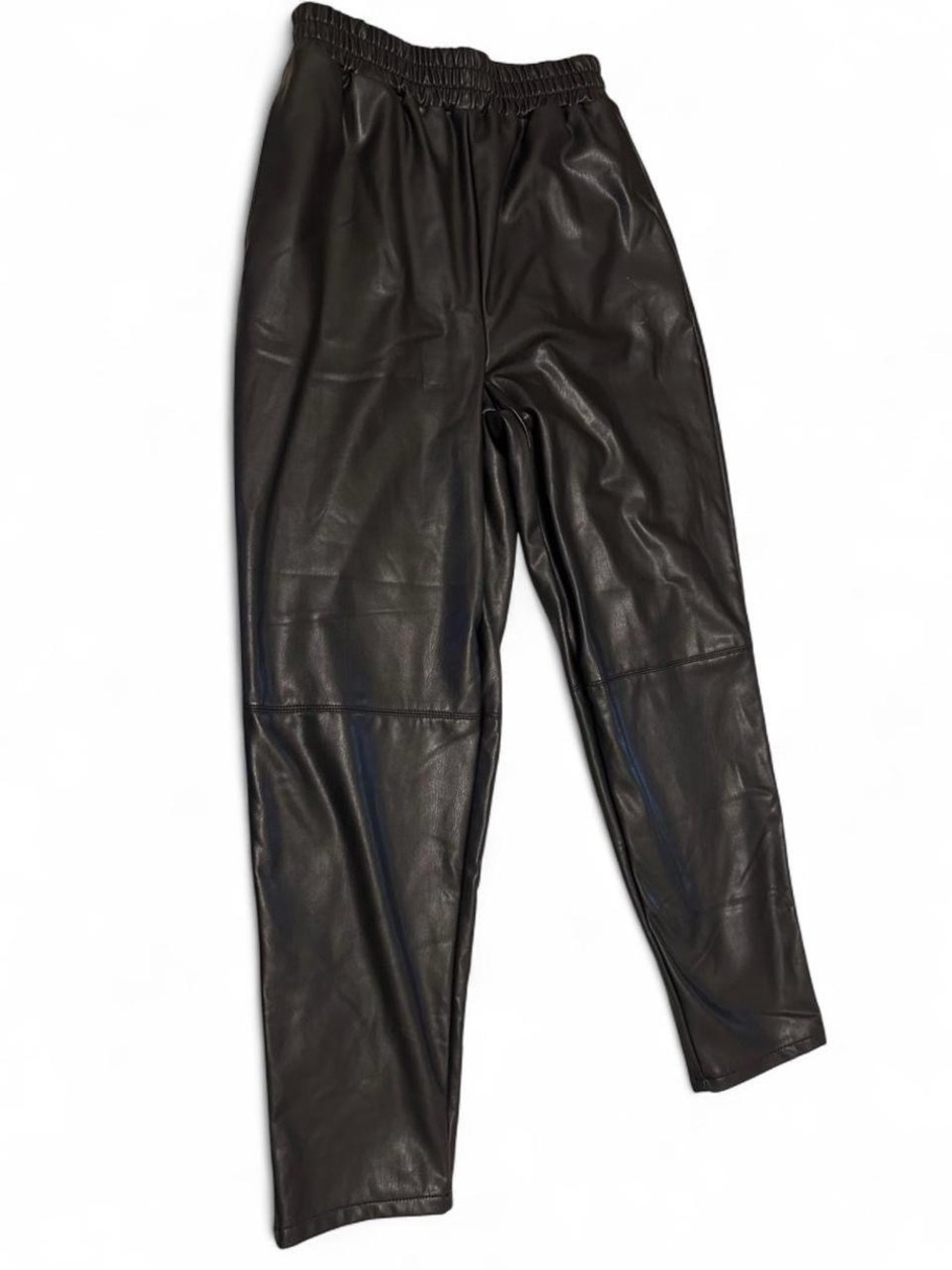 ASOS DESIGN Womens Faux Leather Joggers Black Elastic Waist Tapered Pants US 4